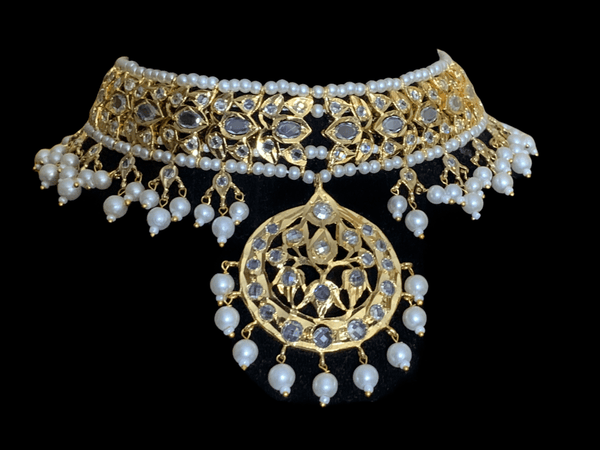 BR89 Neema bridal Hyderabadi set in pearls(SHIPS IN 4 WEEKS )