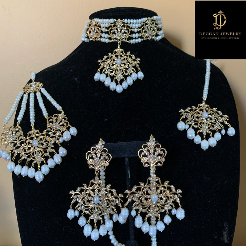 Niya bridal set in fresh water pearls (SHIPS IN 3 WEEKS ) – Deccan Jewelry