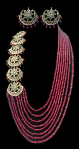 LN44 Darika Multi brooch necklace set in red / ruby beads ( READY TO SHIP )