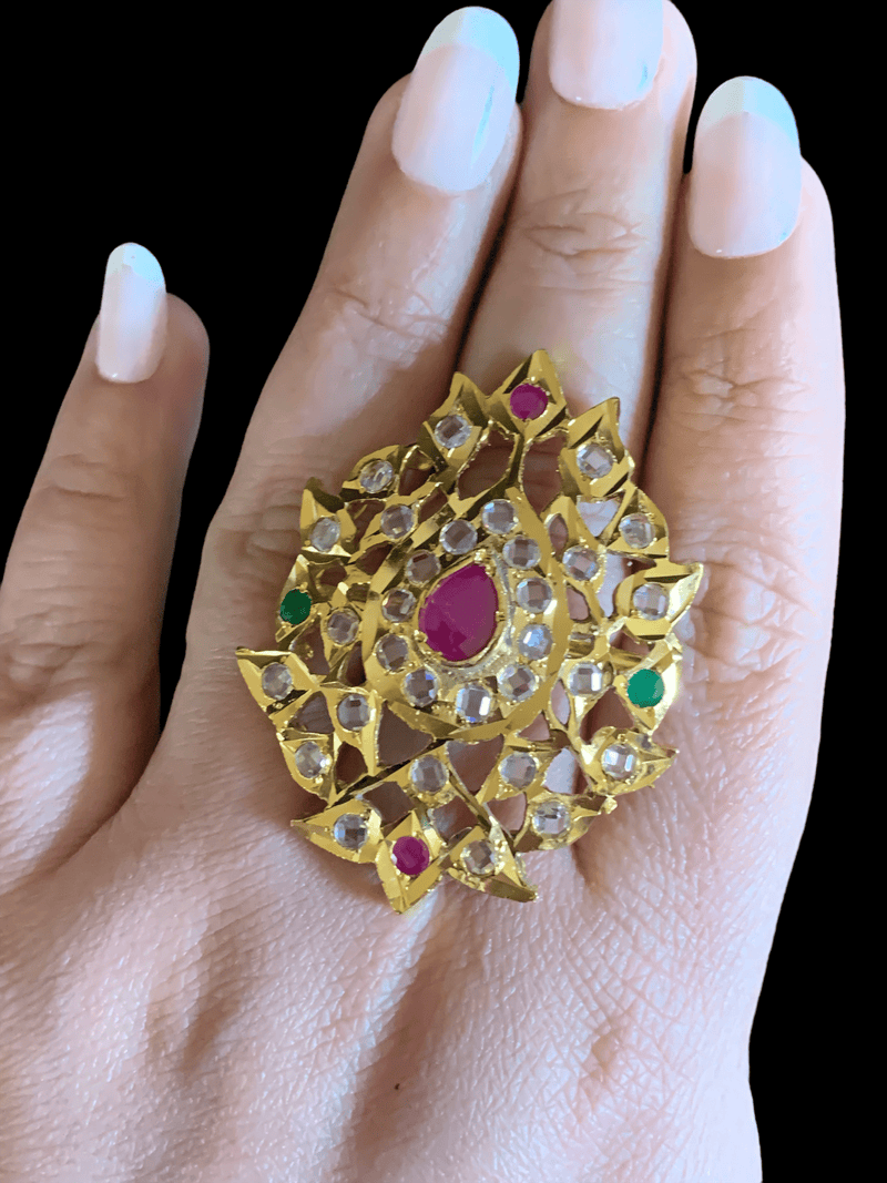 Buy Jadau Kundan Rings Online | Big Kundan Rings | Gold Plated Rings – Page  2 – Mortantra