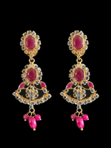 DER189 Ruby gold plated earrings  ( READY TO SHIP )