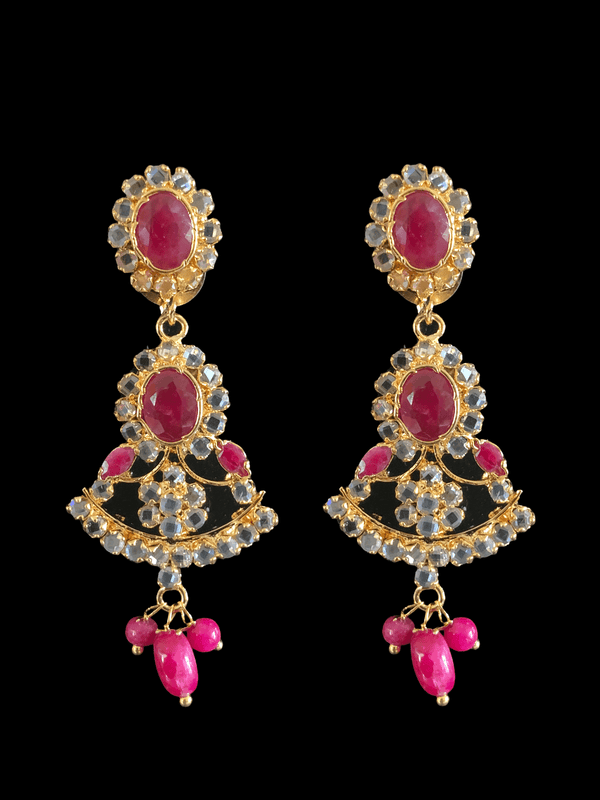 DER189 Ruby gold plated earrings  ( READY TO SHIP )