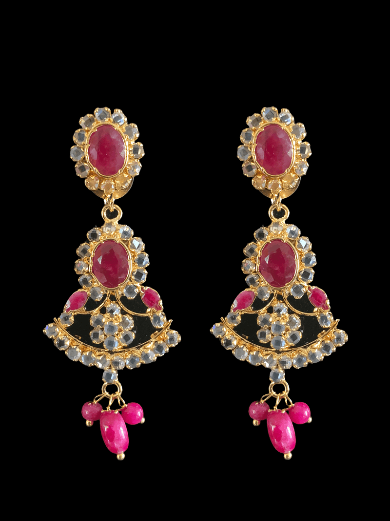 DER189 Ruby gold plated earrings  ( READY TO SHIP )