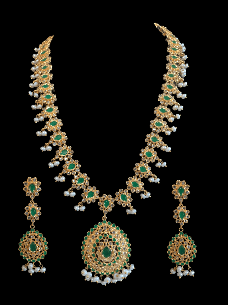 Zehra  fresh water pearls set in green   (READY TO SHIP)