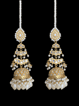 DER339 Hamna kundan layered jhumka in pearls ( READY TO SHIP  )