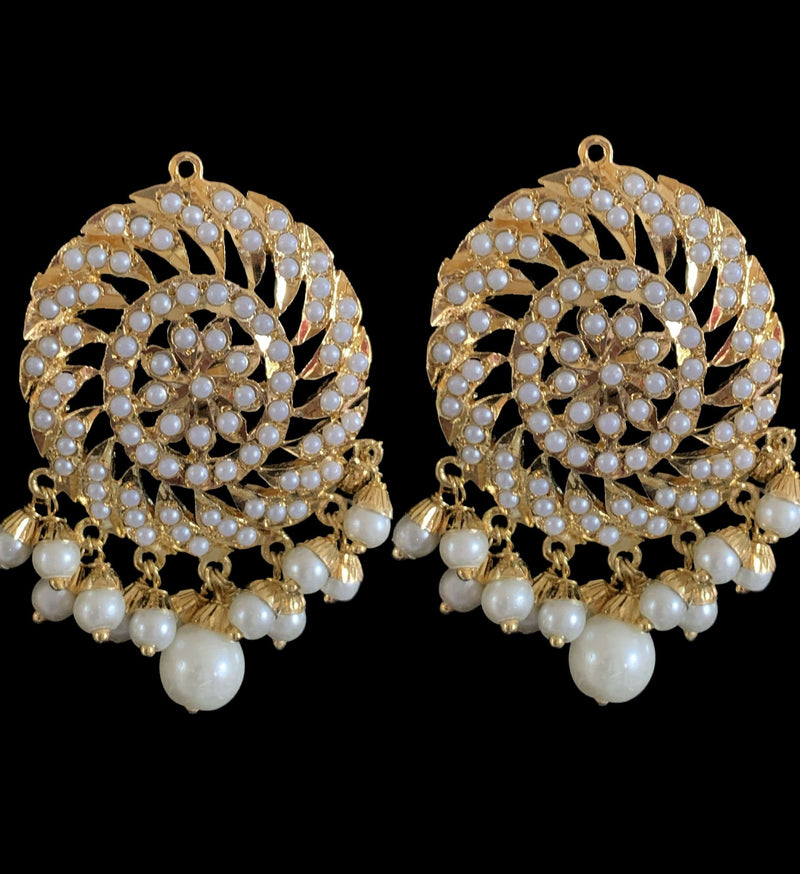 DJET15 Raabya punjabi Jadau earrings tika in pearls