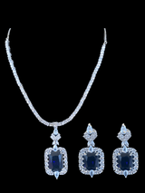 NS279 Myrha cz necklace set -BLUE (READY TO SHIP )