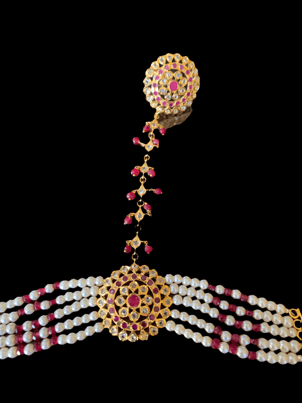 HP14 Trikha Haath Phool (rubies)  -ONE PAIR( READY TO SHIP )