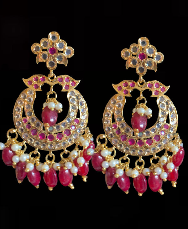 DER135 Nidhi Hyderabadi Chandbali -ruby ( READY TO SHIP)