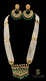 Long tirmani in green beads ( SHIPS IN 4 WEEKS )