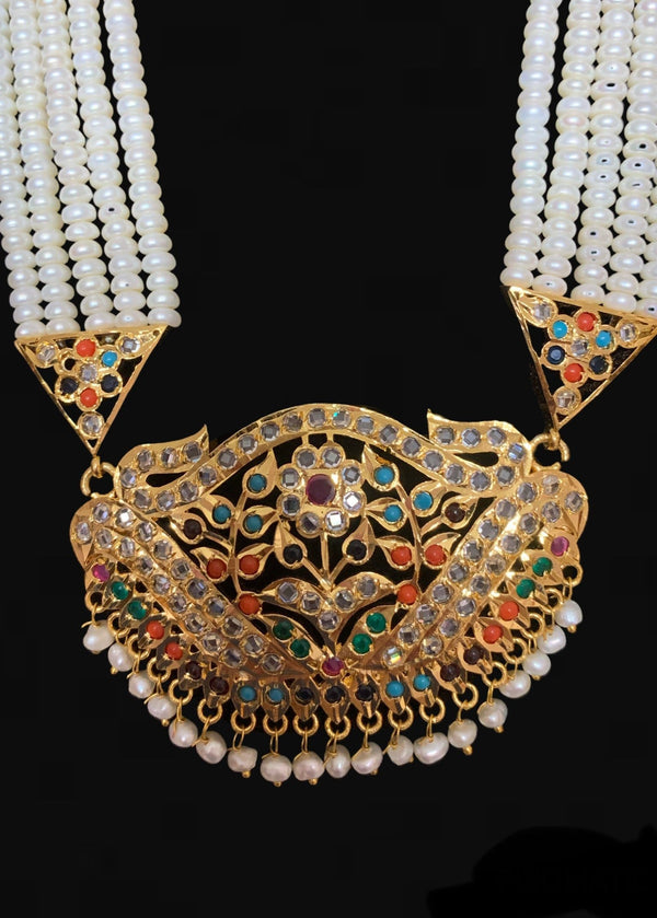 Hareem hyderabadi navratan Rani haar with fresh water pearls ( READY TO SHIP )