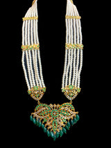 LN168 long Rani haar in pearls and green beads ( READY TO SHIP)