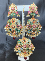 Sohni  navratan earring tika set