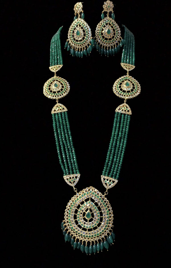 Nadine long hyderabadi rani haar ( green) ( READY TO SHIP )