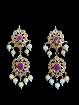 NS204 Ila nizami mango style bridal necklace with earrings in rubies (READY TO SHIP  )