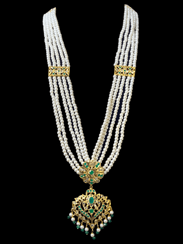 LN145 Kajal long emerald necklace set -( READY TO SHIP)