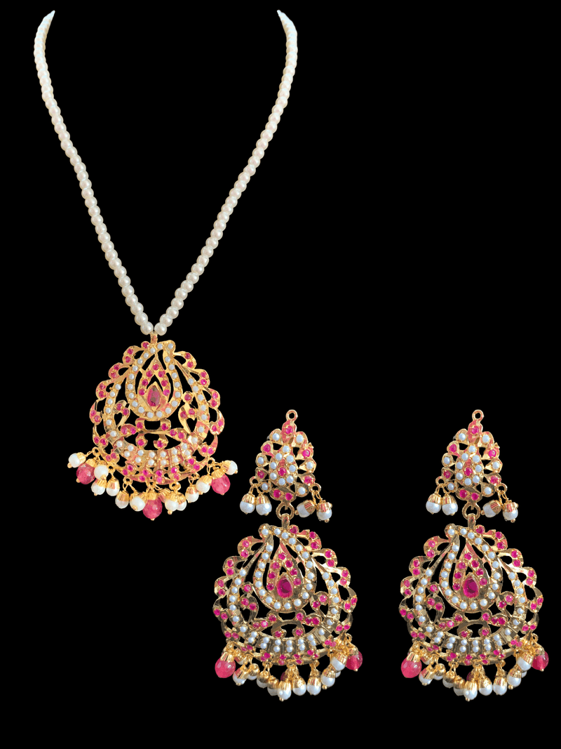 PS97 Jadau  pendant set in ruby    ( READY TO SHIP)