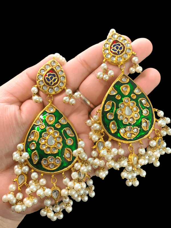 DER305 kundan and Meenakari earrings ( SHIPS IN 4 WEEKS )