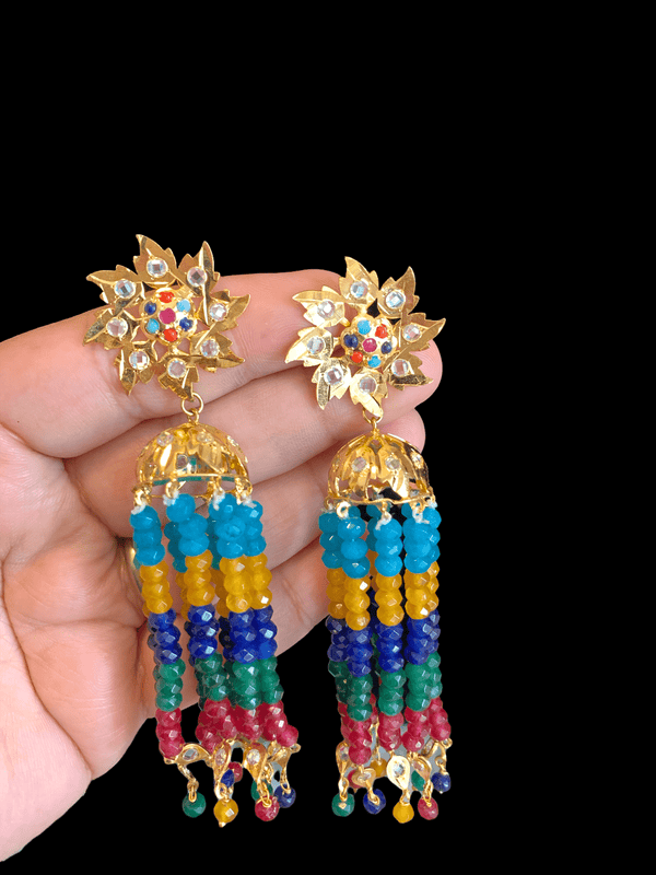 DER47 Roosa jhumka ( multicolor   ) ( READY TO SHIP )