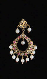 DER269 Maria chandbali in Ruby   with  pearls    ( READY TO SHIP )