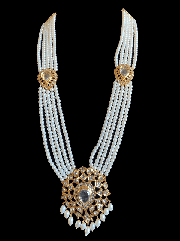 LN154 Rachel pearl  long necklace set , (SHIPS IN 4 WEEKS )