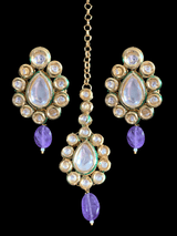 NS177 Mohini bridal necklace in high quality kundan with natural amethyst beads (READY TO SHIP )