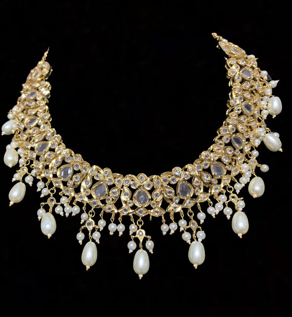 Smitha necklace set  in pearls  (SHIPS IN 4 WEEKS )