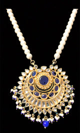 Nayana pendant set in blue  beads ( SHIPS IN 4 WEEKS )