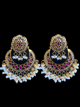 DER263 kainat Chandbali in fresh water pearls - ruby( READY TO SHIP )