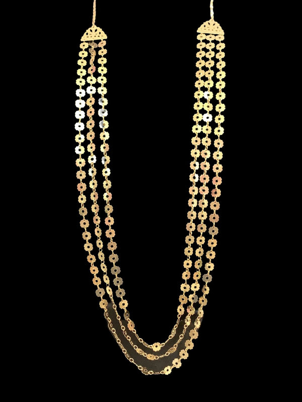 Chandan haar necklace  in silver with gold plating ( SHIPS IN 4 WEEKS )