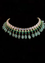 BRENA Hyderabadi necklace set in emerald  (SHIPS IN 4 WEEKS )