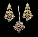 NS329 Taseen necklace set in ruby emerald ( READY TO SHIP )