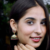 Multicolored Jadau Jhumka Earrings  in Gold Plated Silver ER 176