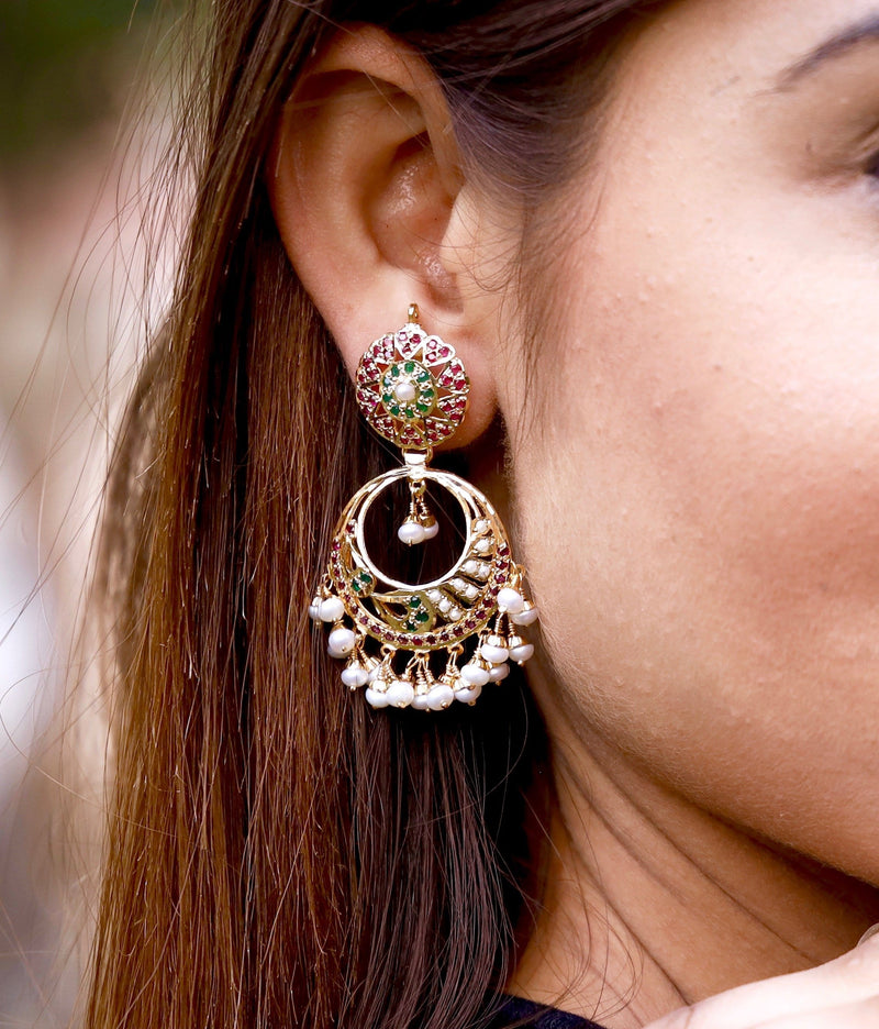 Ruby emerald Pearl Jadau earrings ER 074